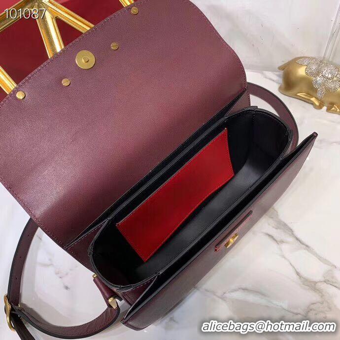 Duplicate VALENTINO Origianl leather shoulder bag V0030 Burgundy