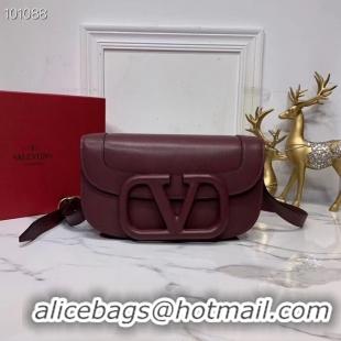 Low Price VALENTINO Origianl leather shoulder bag V0030A Burgundy