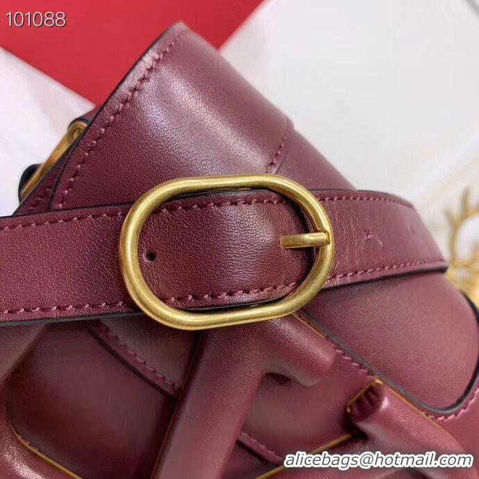 Low Price VALENTINO Origianl leather shoulder bag V0030A Burgundy