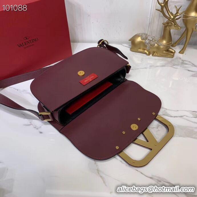 Low Price VALENTINO Origianl leather shoulder bag V0030A Burgundy