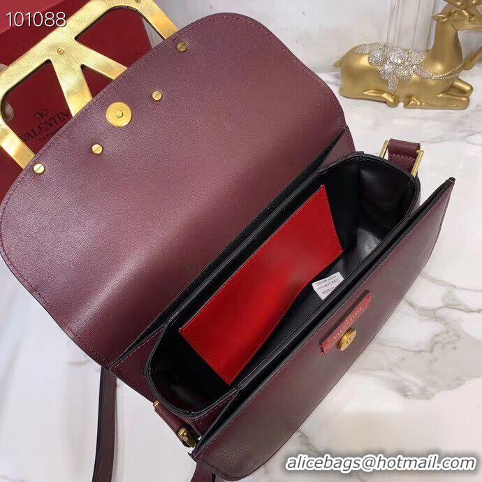 Low Price VALENTINO Origianl leather shoulder bag V0030A Burgundy