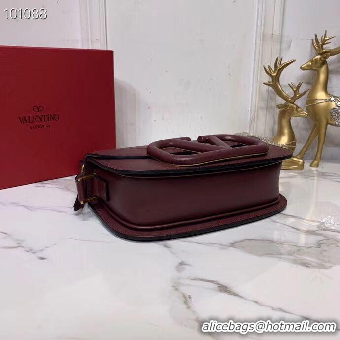 Low Price VALENTINO Origianl leather shoulder bag V0030A Burgundy