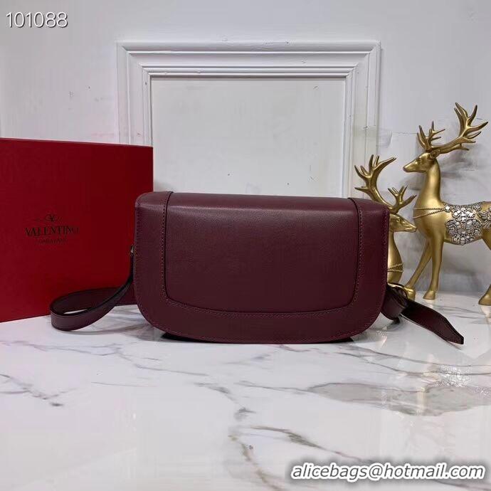 Low Price VALENTINO Origianl leather shoulder bag V0030A Burgundy