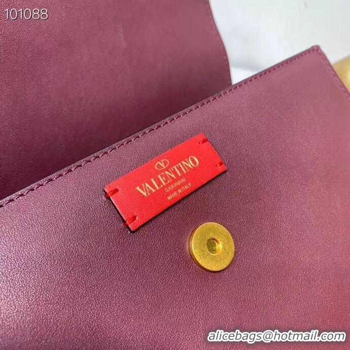 Low Price VALENTINO Origianl leather shoulder bag V0030A Burgundy