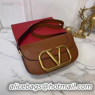 Free Shipping VALENTINO Origianl leather shoulder bag V0030 brown