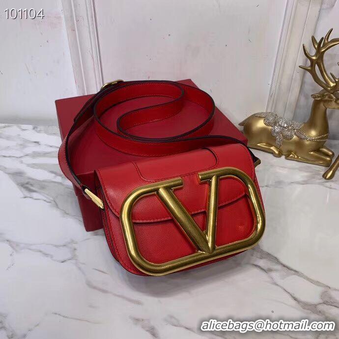 Low Price VALENTINO Origianl leather shoulder bag V0032 red