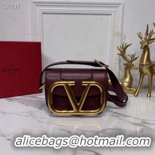 Perfect Discount VALENTINO Origianl leather shoulder bag V0032 Burgundy