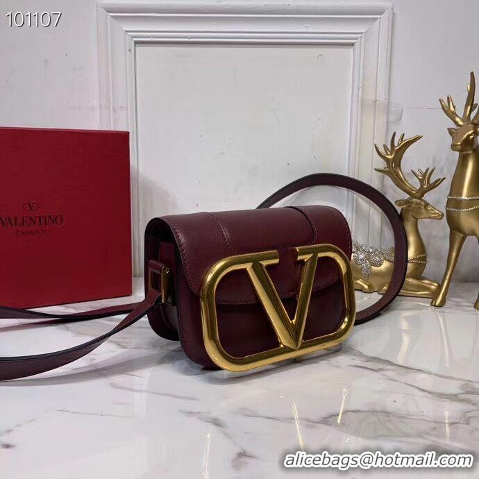 Perfect Discount VALENTINO Origianl leather shoulder bag V0032 Burgundy