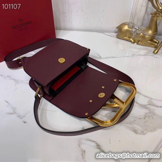 Perfect Discount VALENTINO Origianl leather shoulder bag V0032 Burgundy