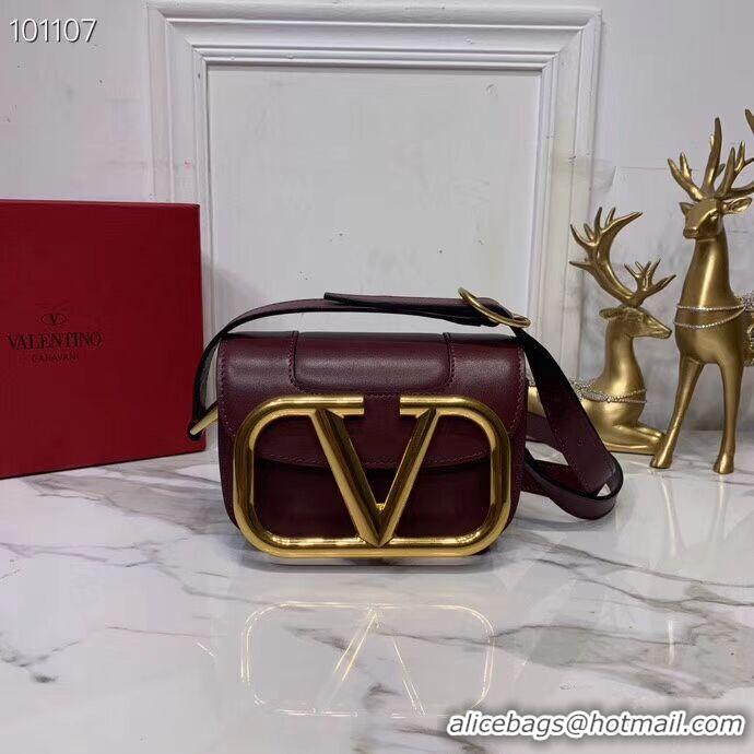 Perfect Discount VALENTINO Origianl leather shoulder bag V0032 Burgundy