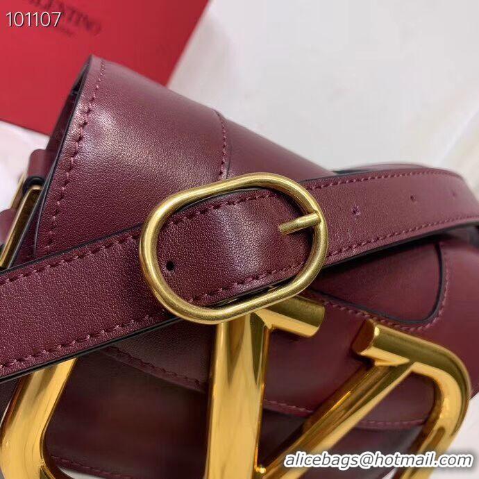 Perfect Discount VALENTINO Origianl leather shoulder bag V0032 Burgundy