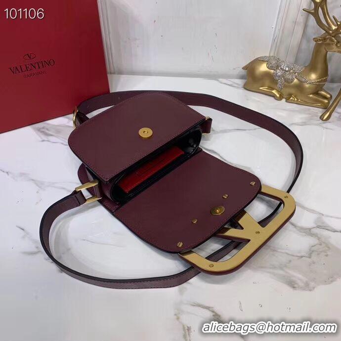 Famous Brand VALENTINO Origianl leather shoulder bag V0032A Burgundy