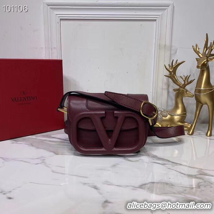 Famous Brand VALENTINO Origianl leather shoulder bag V0032A Burgundy