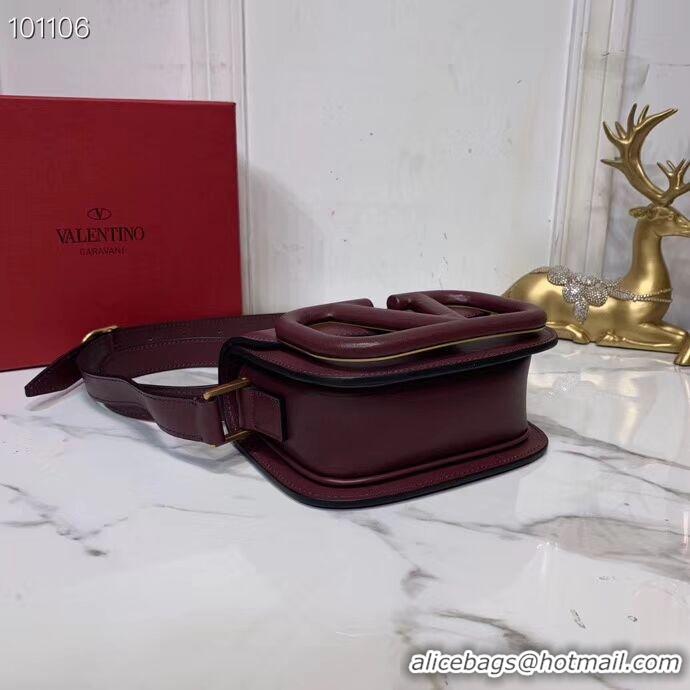 Famous Brand VALENTINO Origianl leather shoulder bag V0032A Burgundy