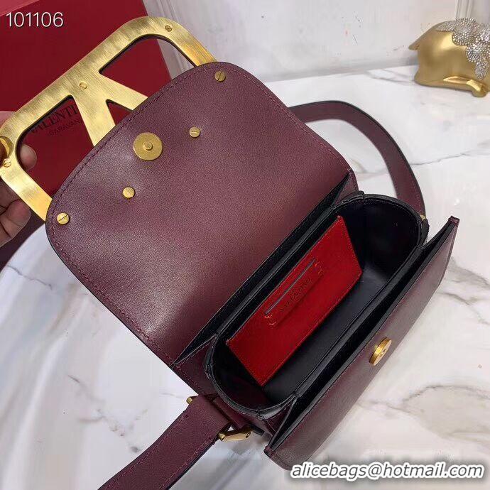 Famous Brand VALENTINO Origianl leather shoulder bag V0032A Burgundy