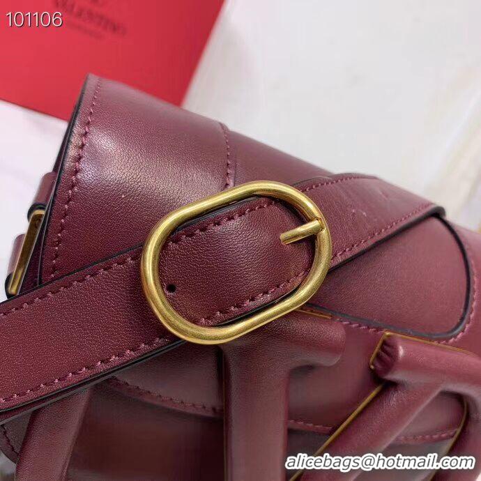 Famous Brand VALENTINO Origianl leather shoulder bag V0032A Burgundy