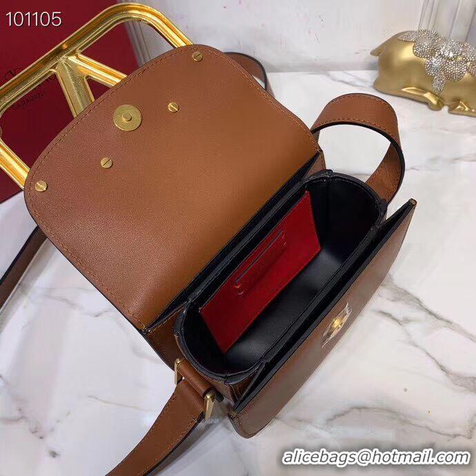 Unique Style VALENTINO Origianl leather shoulder bag V0032 brown