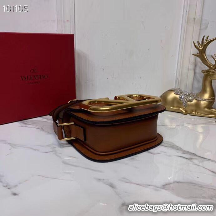 Unique Style VALENTINO Origianl leather shoulder bag V0032 brown