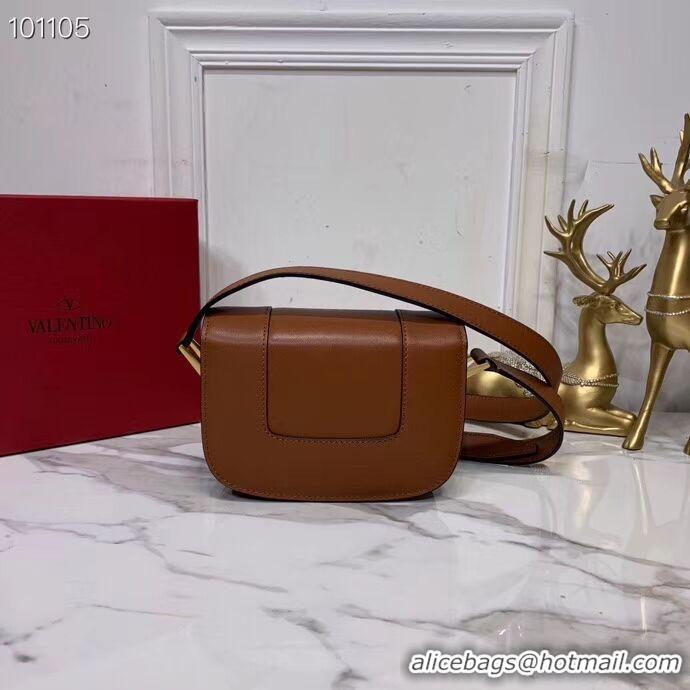 Unique Style VALENTINO Origianl leather shoulder bag V0032 brown