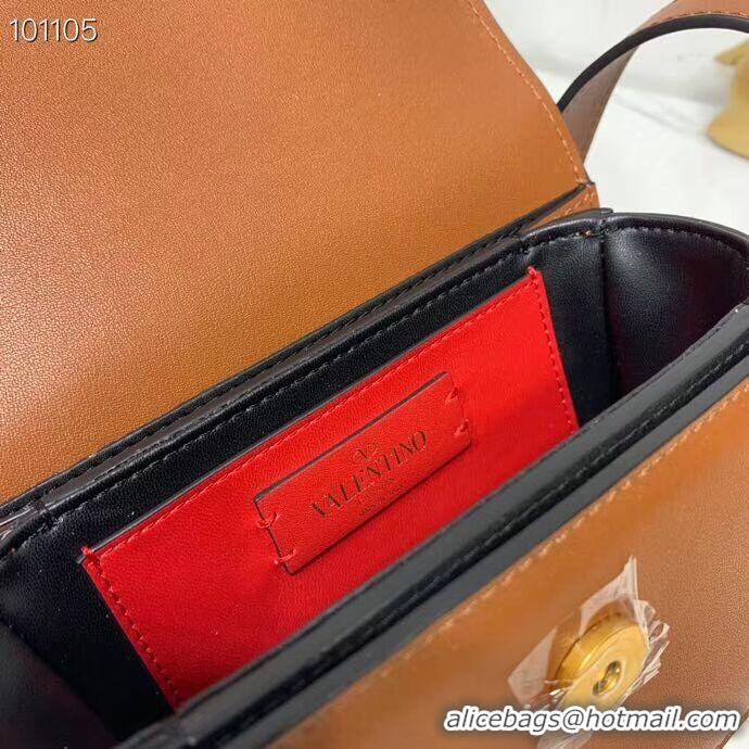 Unique Style VALENTINO Origianl leather shoulder bag V0032 brown