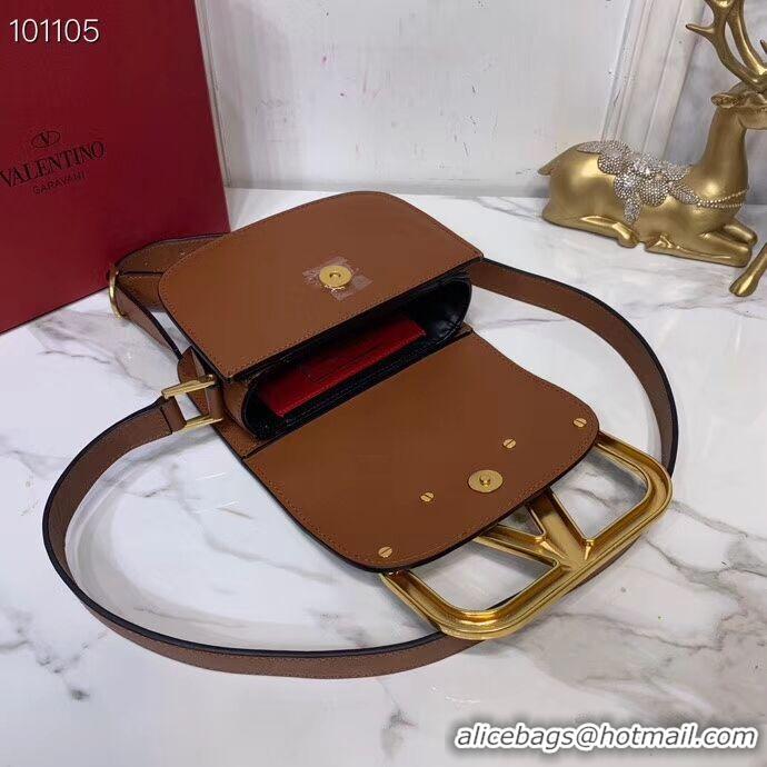 Unique Style VALENTINO Origianl leather shoulder bag V0032 brown