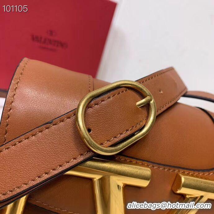 Unique Style VALENTINO Origianl leather shoulder bag V0032 brown