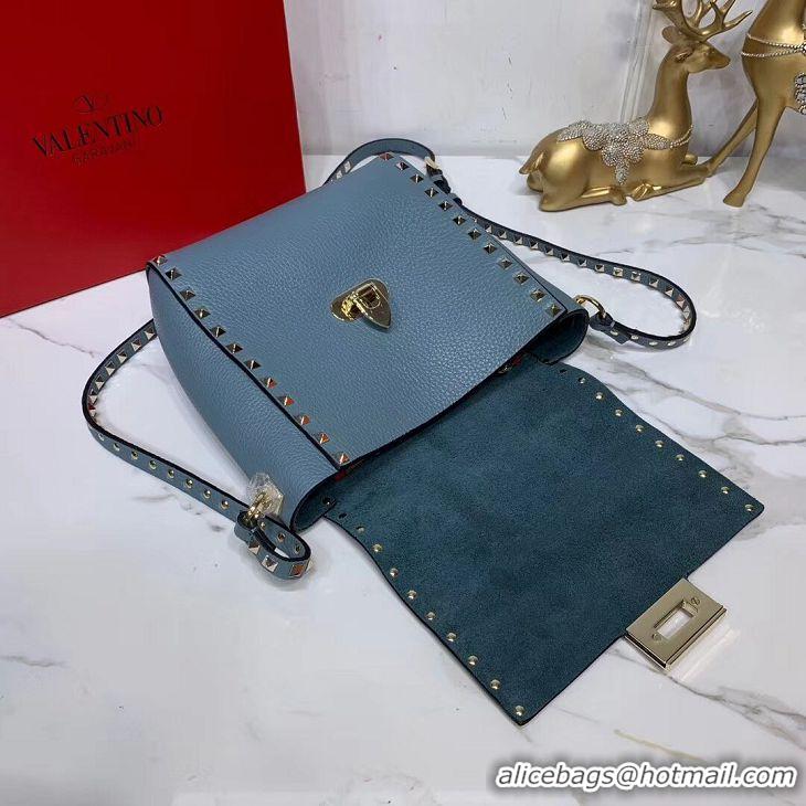 Cheap Discount VALENTINO Origianl leather shoulder bag V0182 blue