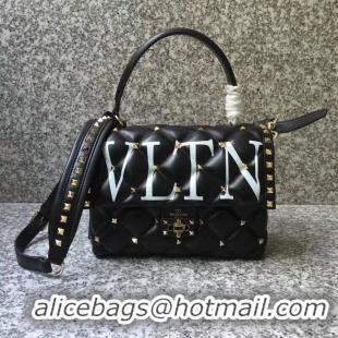 Fashion Luxury VALENTINO Candy Rockstud quilted leather shoulder bag 6020 black&white