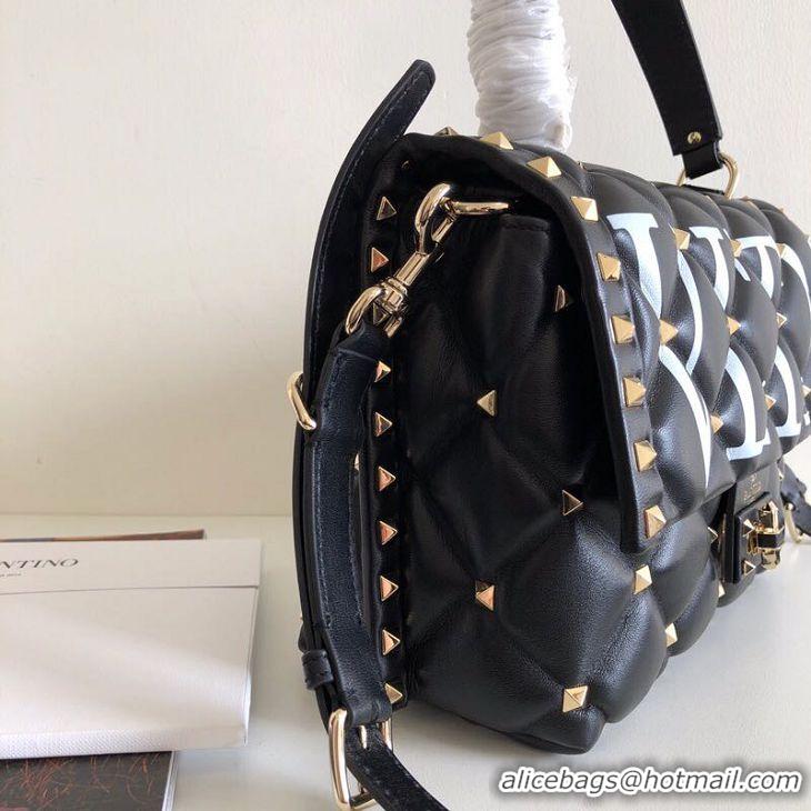 Fashion Luxury VALENTINO Candy Rockstud quilted leather shoulder bag 6020 black&white