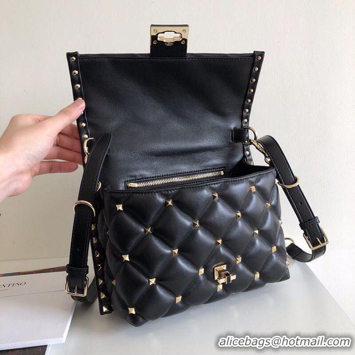 Fashion Luxury VALENTINO Candy Rockstud quilted leather shoulder bag 6020 black&white