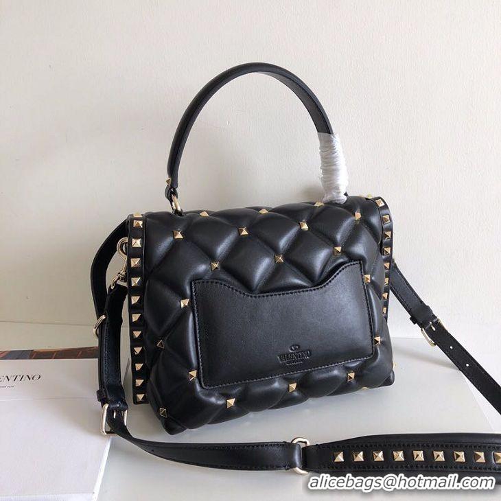 Fashion Luxury VALENTINO Candy Rockstud quilted leather shoulder bag 6020 black&white