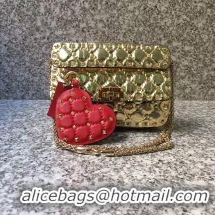 Trendy Design VALENTINO Rockstud small quilted leather shoulder bag 77562 Gold