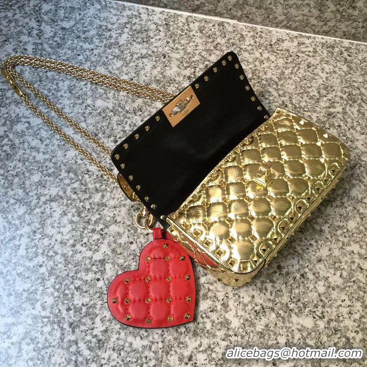 Trendy Design VALENTINO Rockstud small quilted leather shoulder bag 77562 Gold