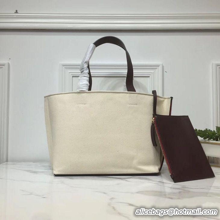 Traditional Specials VALENTINO Canvas Shopping Bag V0065 White&Brown