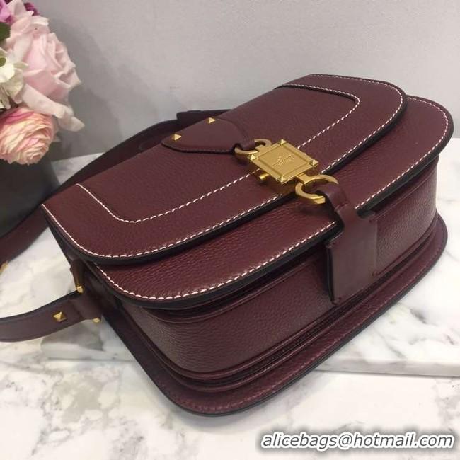 Inexpensive VALENTINO Origianl leather shoulder bag 0705 Burgundy