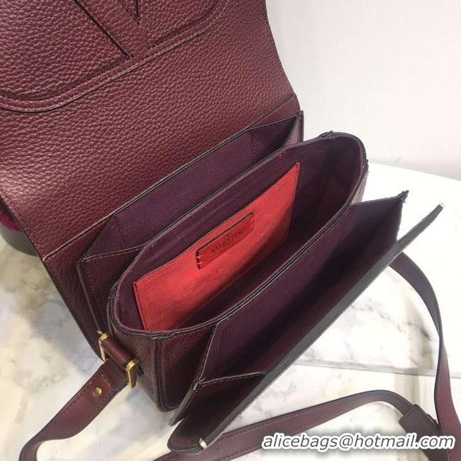 Inexpensive VALENTINO Origianl leather shoulder bag 0705 Burgundy