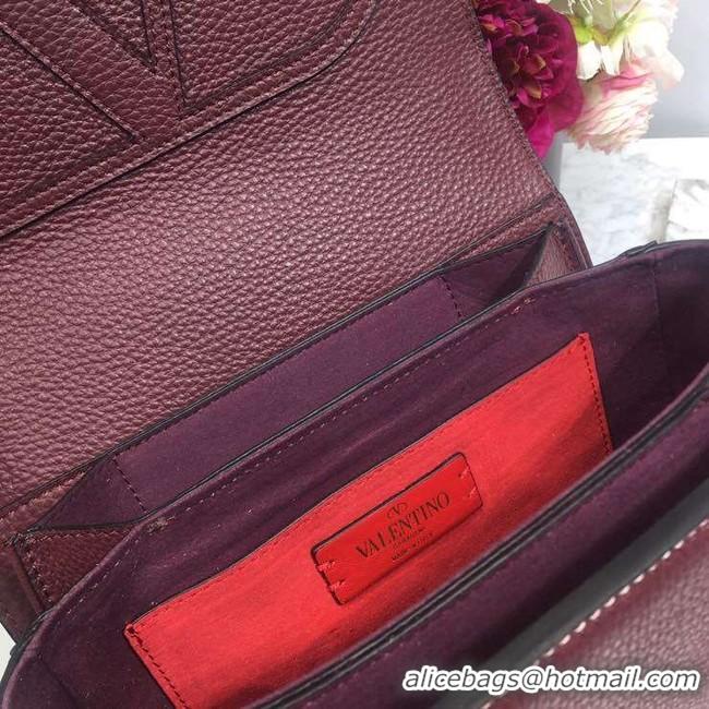 Inexpensive VALENTINO Origianl leather shoulder bag 0705 Burgundy