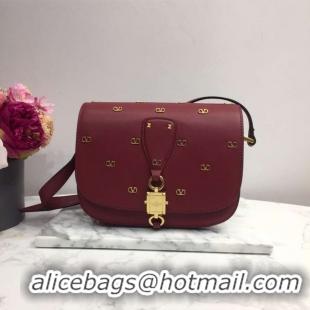 Unique Style VALENTINO Origianl leather shoulder bag 0708 Burgundy