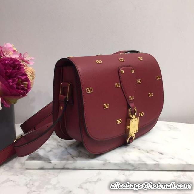 Unique Style VALENTINO Origianl leather shoulder bag 0708 Burgundy