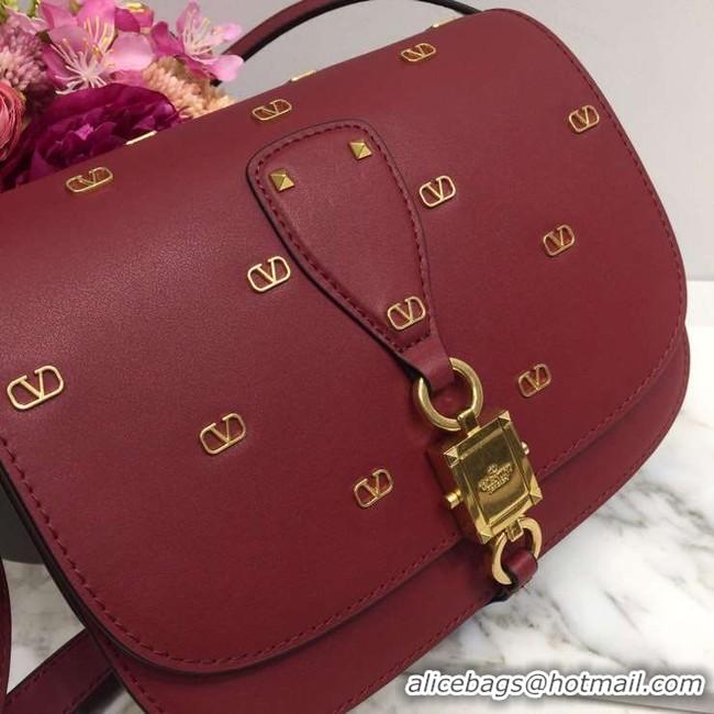 Unique Style VALENTINO Origianl leather shoulder bag 0708 Burgundy