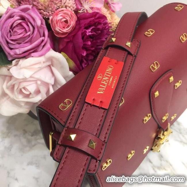 Unique Style VALENTINO Origianl leather shoulder bag 0708 Burgundy