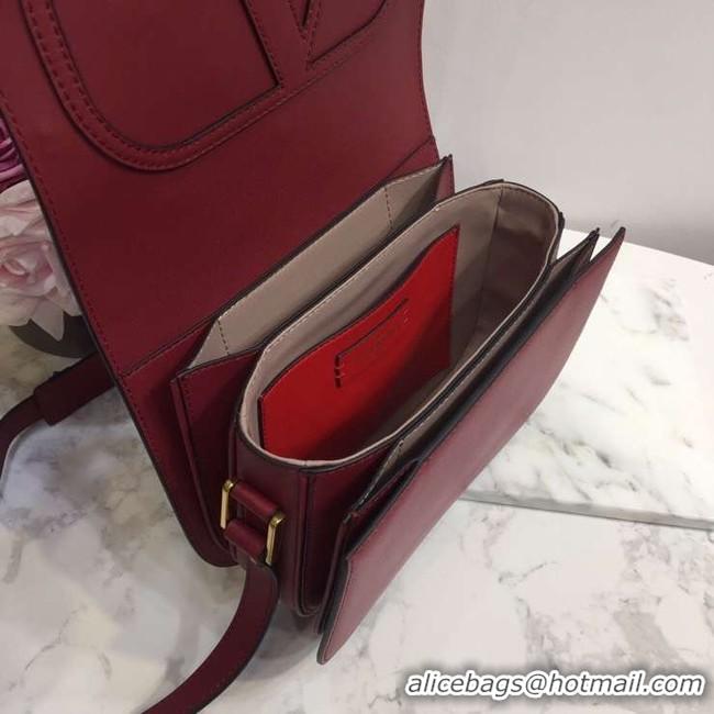 Unique Style VALENTINO Origianl leather shoulder bag 0708 Burgundy