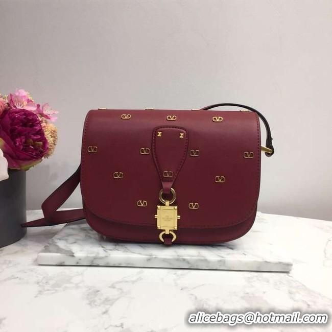 Unique Style VALENTINO Origianl leather shoulder bag 0708 Burgundy