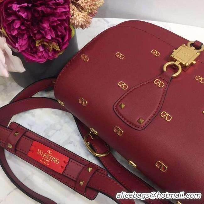 Unique Style VALENTINO Origianl leather shoulder bag 0708 Burgundy