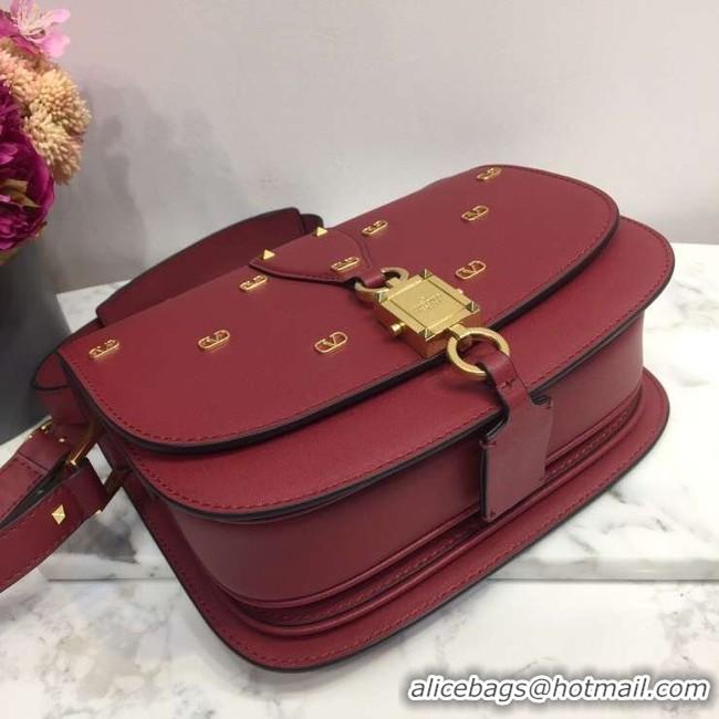 Unique Style VALENTINO Origianl leather shoulder bag 0708 Burgundy