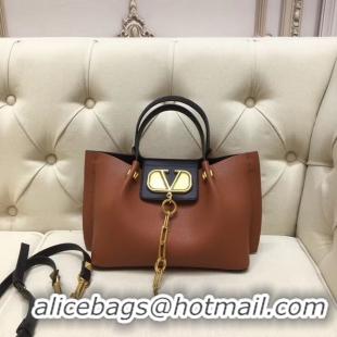 Top Grade VALENTINO Origianl leather tote 2070 brown