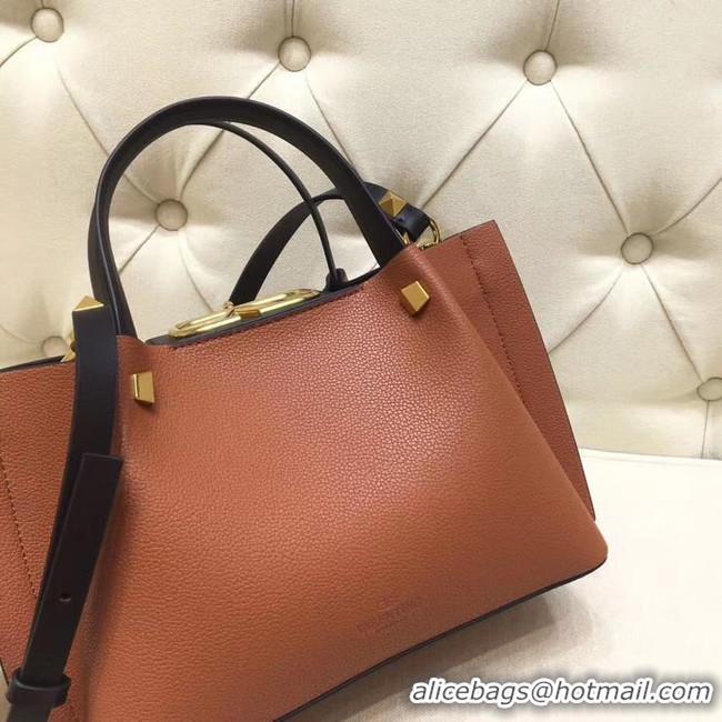 Top Grade VALENTINO Origianl leather tote 2070 brown