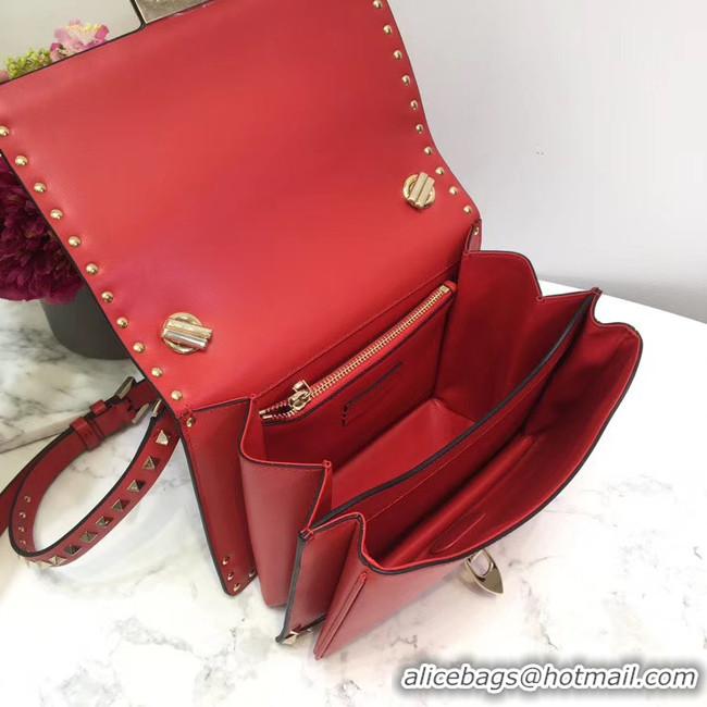 Unique Imitation VALENTINO Origianl leather shoulder bag 3005 Red