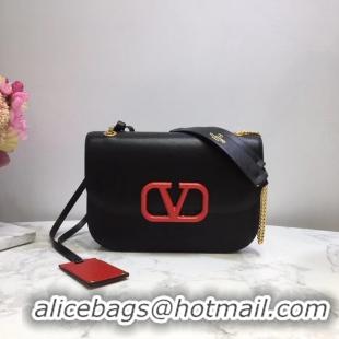 Popular Imitation VALENTINO VLOCK Origianl leather shoulder bag 2424 black