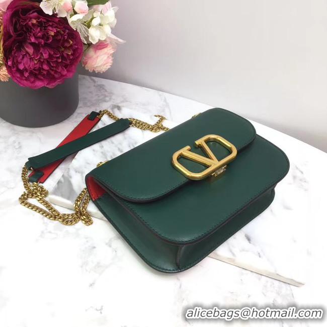 Best Luxury VALENTINO VLOCK Origianl leather shoulder bag 2222 green